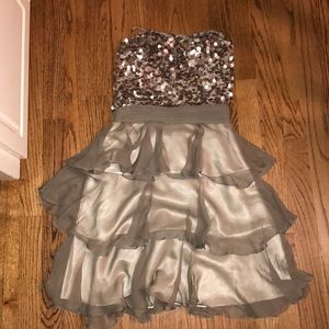 Brown strapless dress